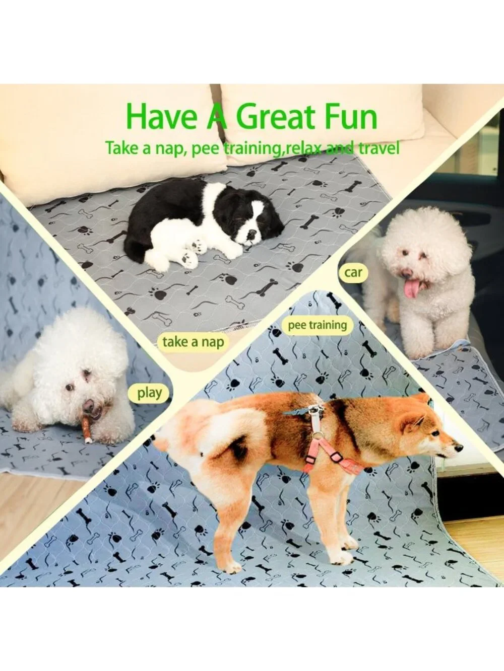 Washable Waterproof Dog Pee Pad | Heavy Absorbent Reusable Training Mat 36x48